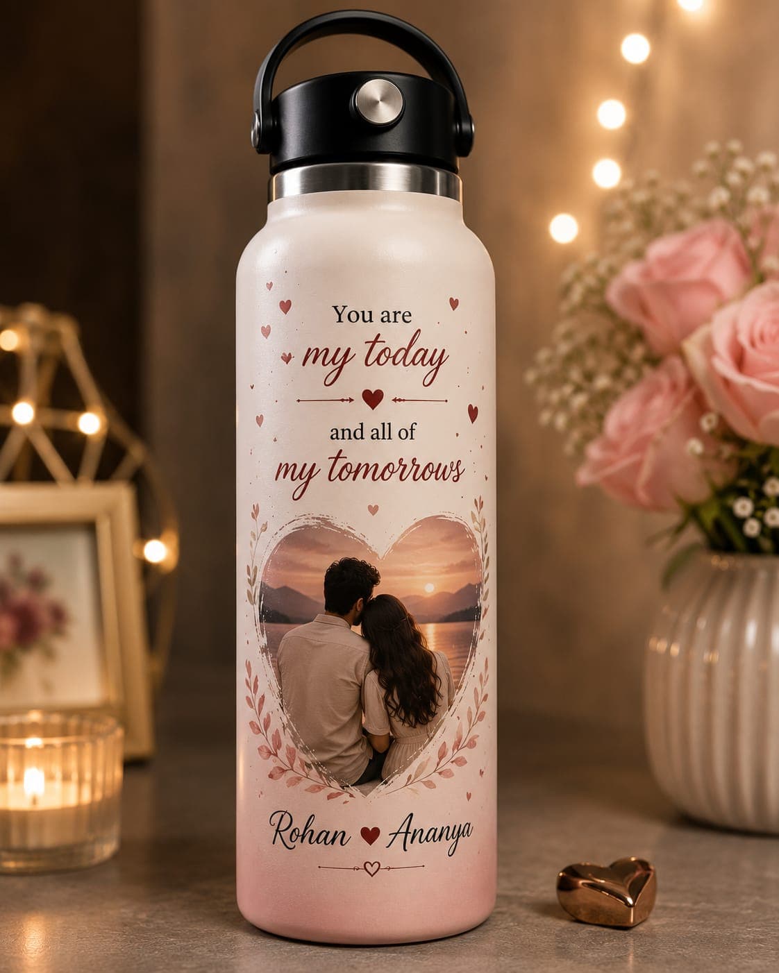 Personalized Couple Photo Water Bottle