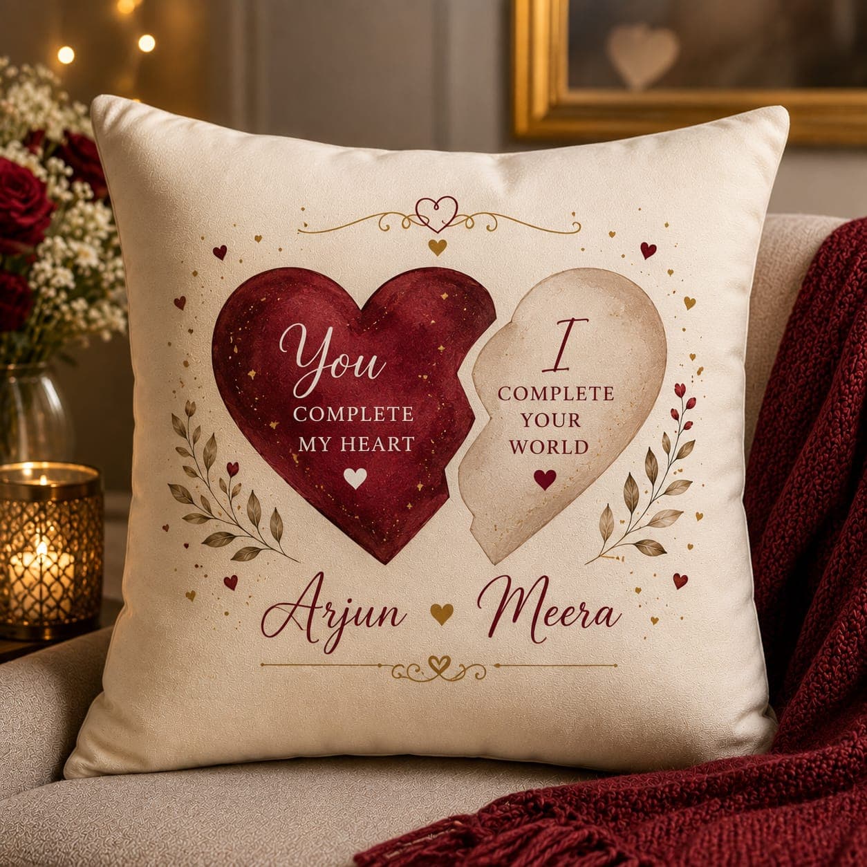 Personalized Couple Names Cushion