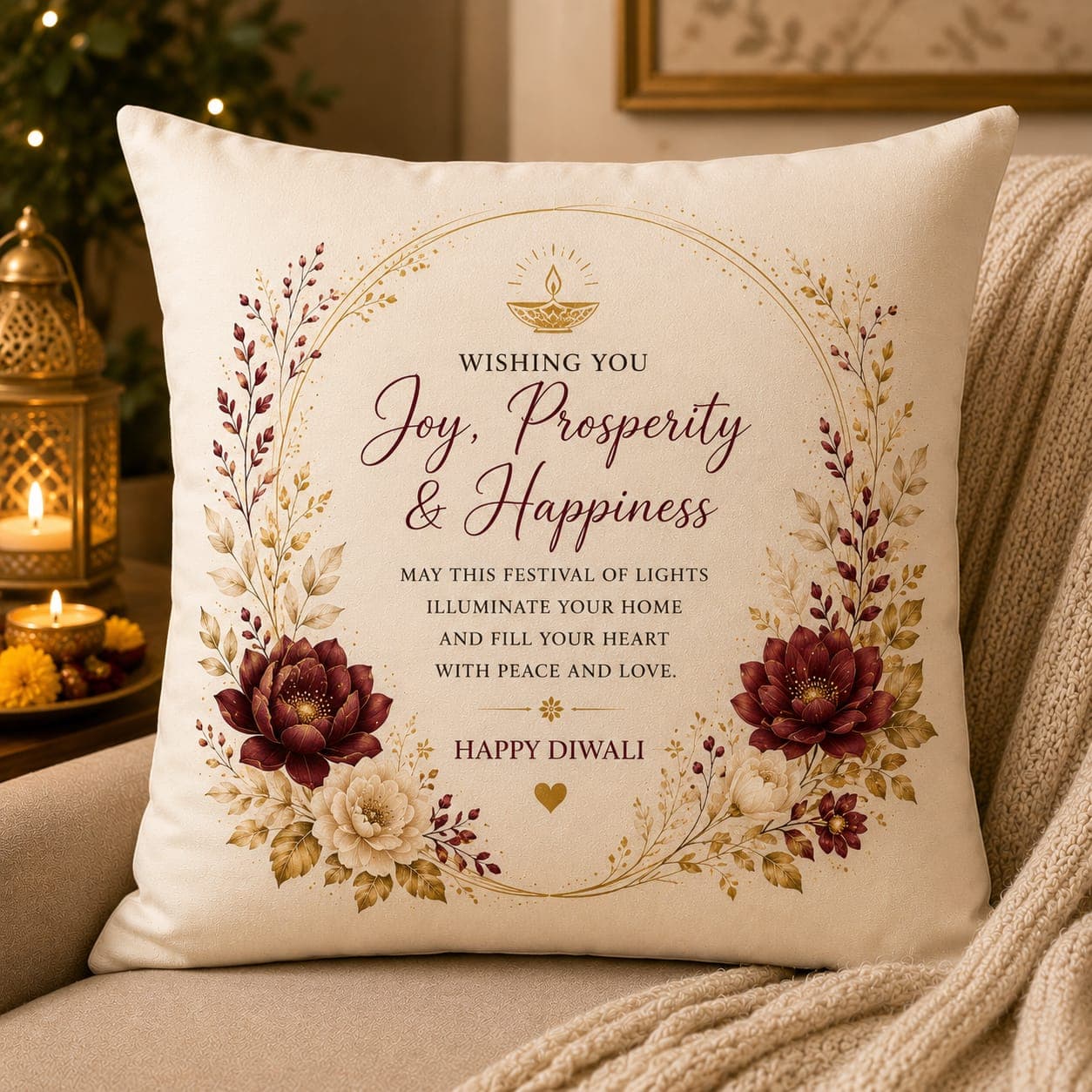 Personalized Diwali Cushion