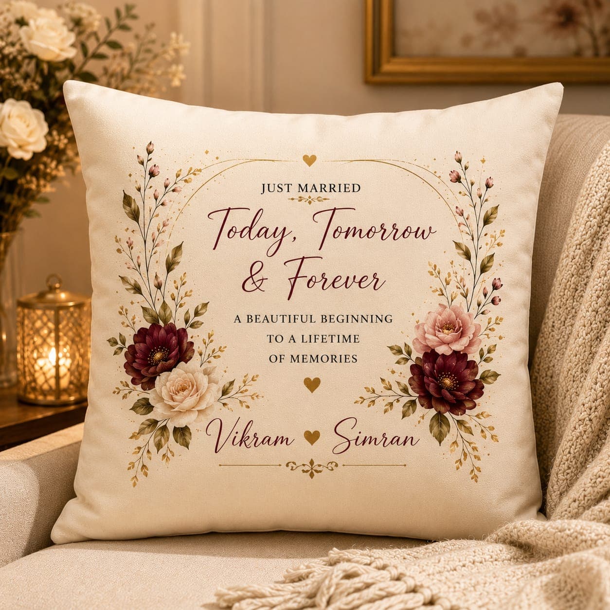 Personalized Just Married Cushion
