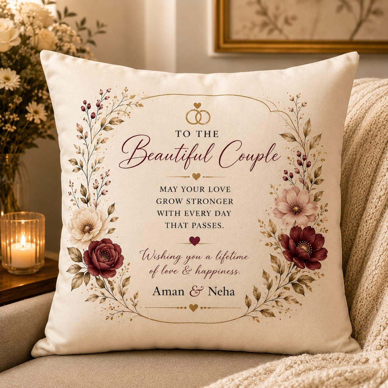 Personalized Wedding Couple Cushion