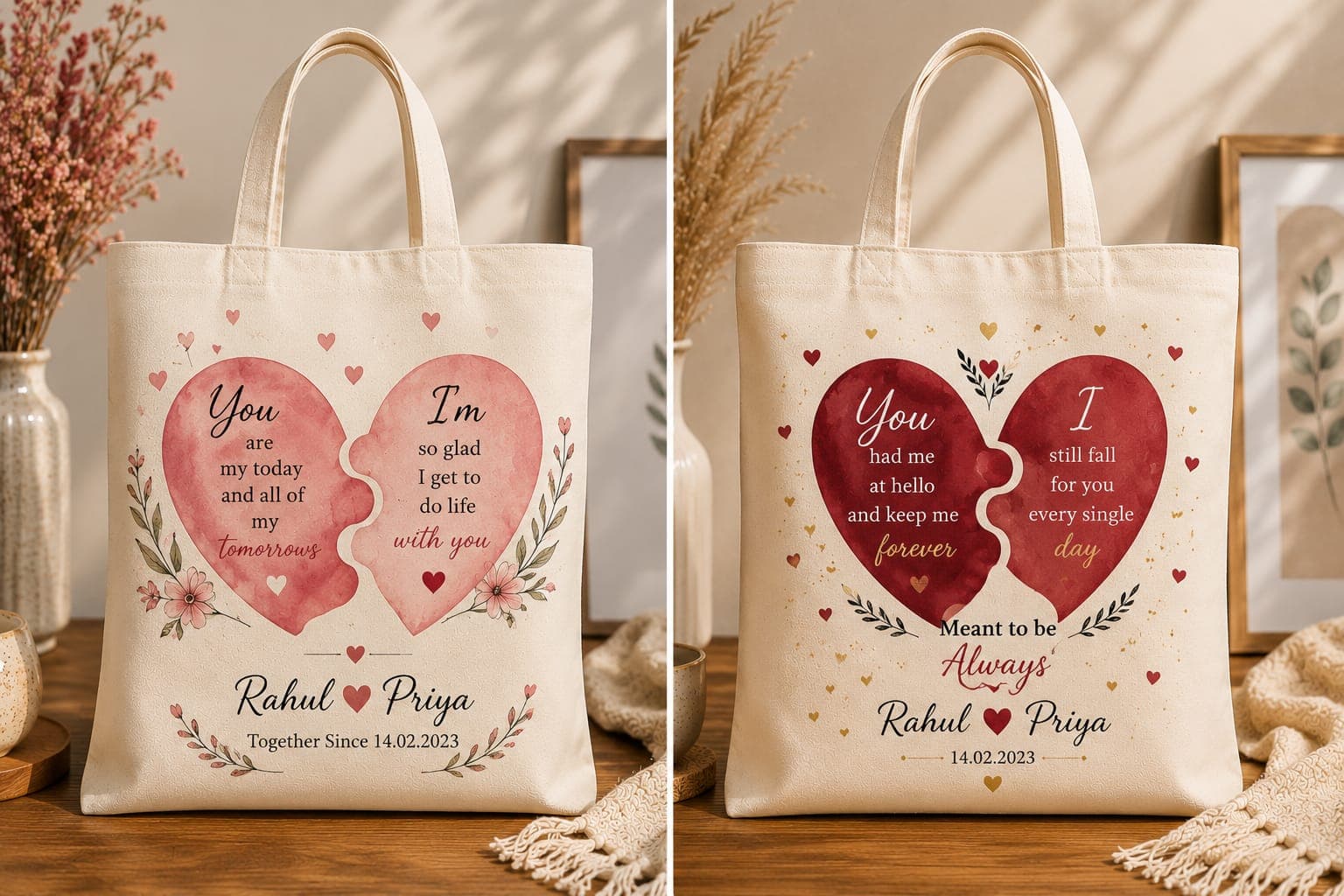 Personalized Couple Names Tote Bag
